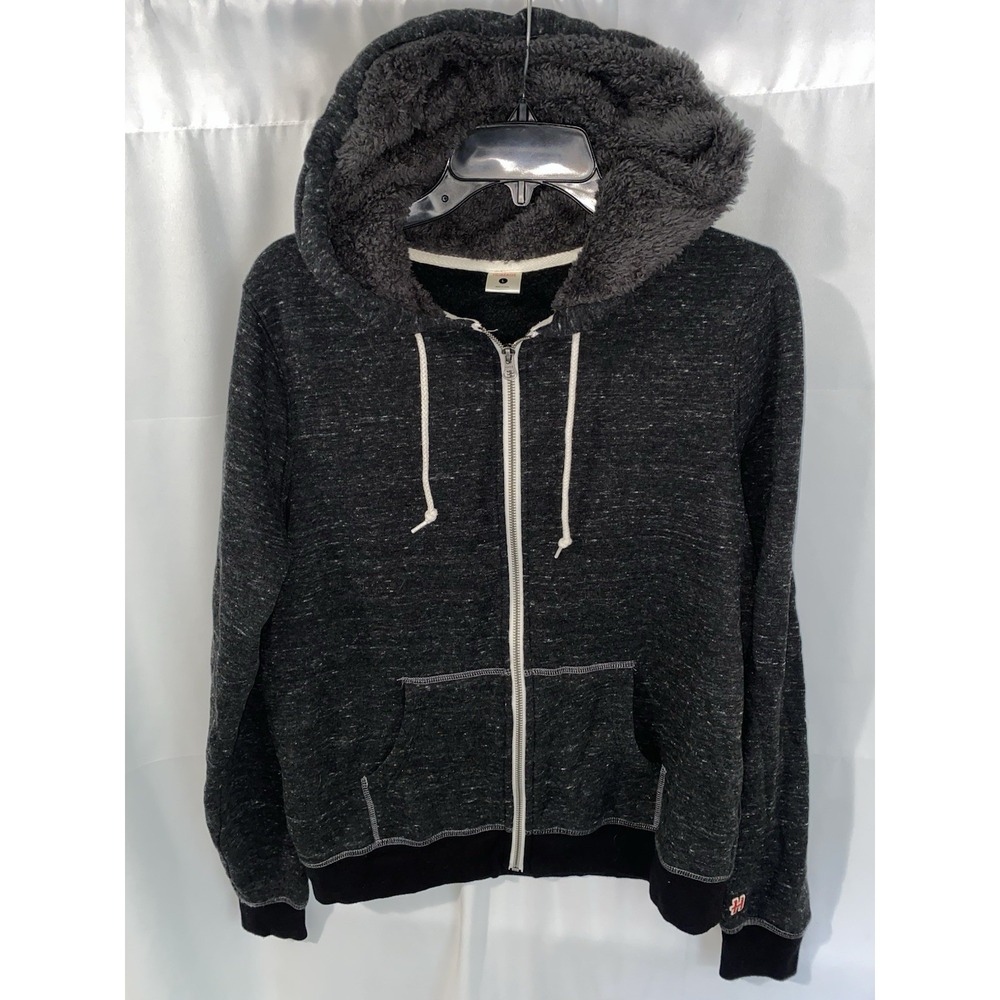 Homage Charcoal Blank Full Zip Hoodie Hooded Sweatshirt Womens Large Fleece Hood